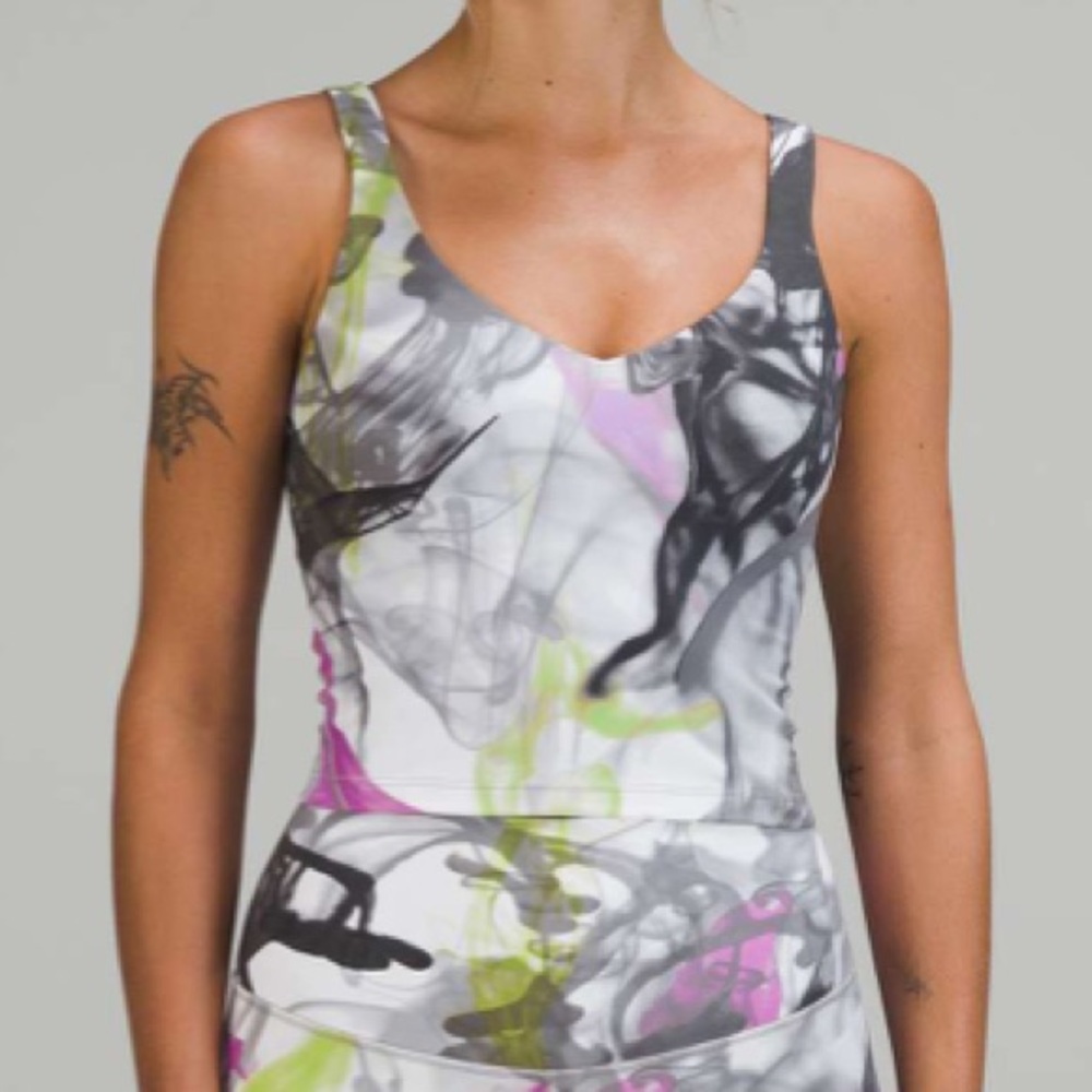 Lululemon Throwback Print Align Tank Top Unicorn White Multi | Size 2